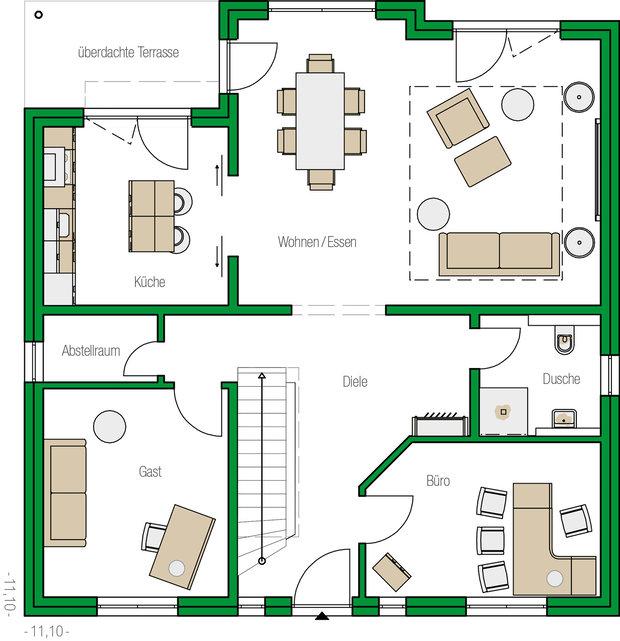 HELMA Stadtvilla Florenz Musterhaus Grundriss Erdgeschoss HELMA Stadtvilla Florenz Musterhaus Grundriss Erdgeschoss