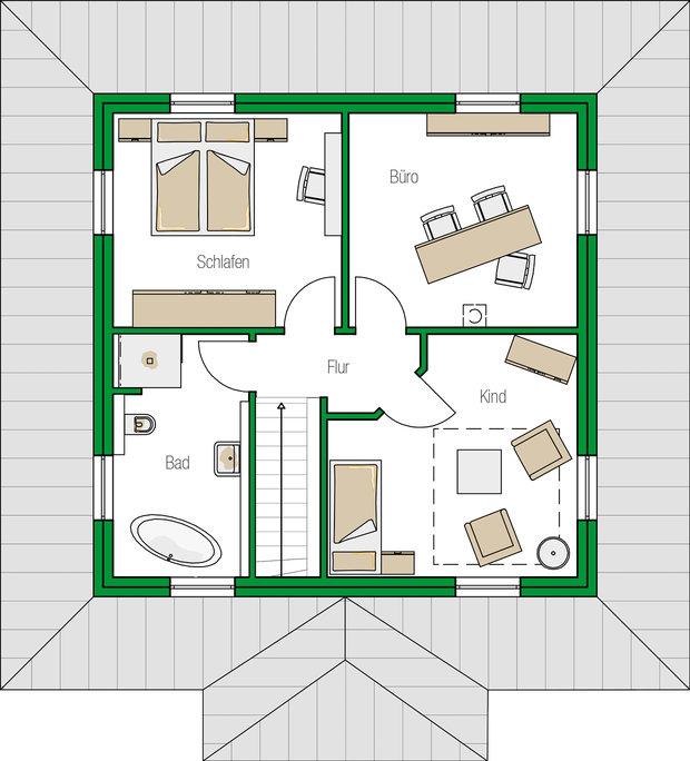 HELMA Stadtvilla Florenz Musterhaus Grundriss Obergeschoss HELMA Stadtvilla Florenz Musterhaus Grundriss Obergeschoss